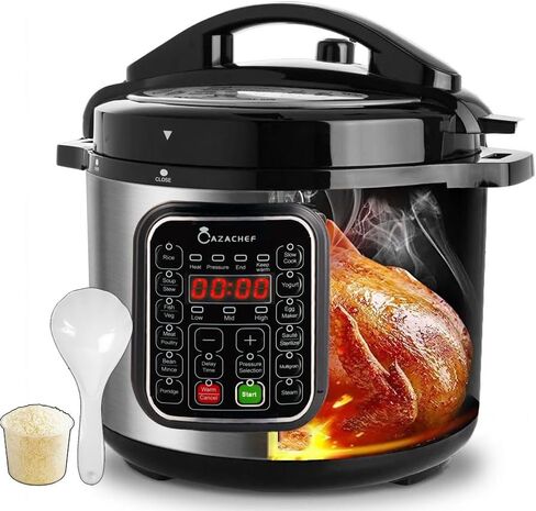 8qt stainless steel Pressure Cooker | 24-hour Presetting electric rice cooker, 14 in 1 slow cooker with temperature control | LED Multifunction Steamer, Food Warmer with nonstick pot in Kuwait