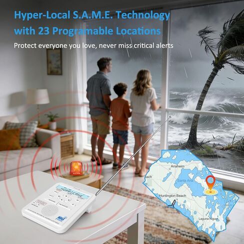 DreamSky Weather Radio NOAA Alert with Battery Backup & FM Radio for Home | S.A.M.E. Localized County Code Programming, 80+ All Hazards Emergency Alerts, 3 Alert Tones, Plug in Radios & Alarm Clock in Saudi Arabia