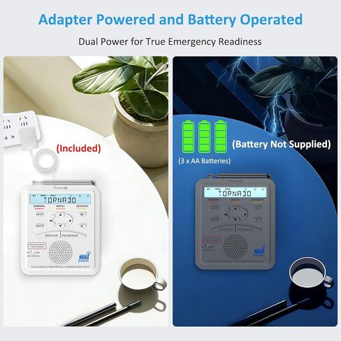 DreamSky Weather Radio NOAA Alert with Battery Backup & FM Radio for Home | S.A.M.E. Localized County Code Programming, 80+ All Hazards Emergency Alerts, 3 Alert Tones, Plug in Radios & Alarm Clock in Saudi Arabia