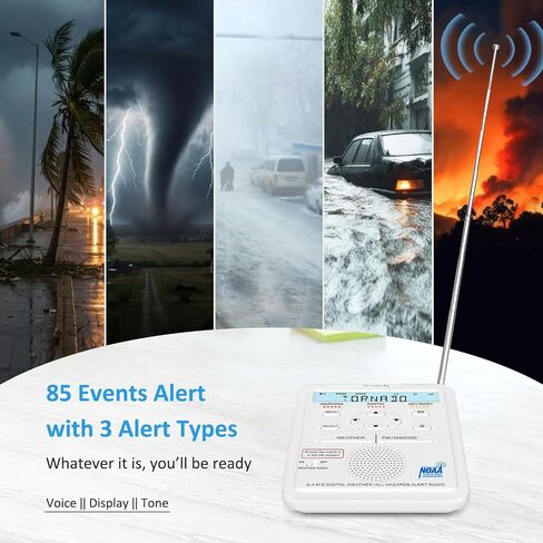 DreamSky Weather Radio NOAA Alert with Battery Backup & FM Radio for Home | S.A.M.E. Localized County Code Programming, 80+ All Hazards Emergency Alerts, 3 Alert Tones, Plug in Radios & Alarm Clock in Saudi Arabia