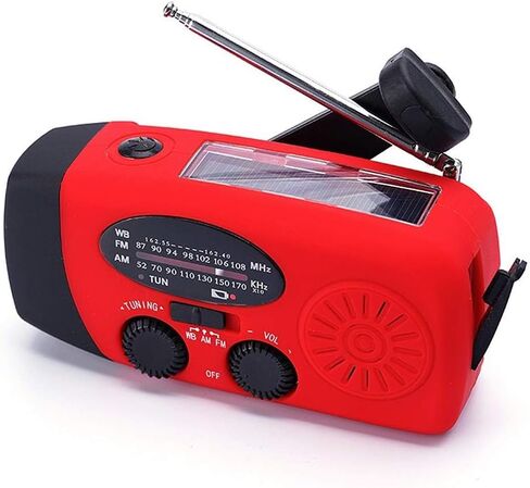 FM/AM/NOAA Weather Radio Hand Crank Self Powered Solar Portable Mini Emergency Survival Radios with 3 LED Super Bright Flashlight 2000mah Battery Operated Power Smart Phone Charger,SOS in Kuwait
