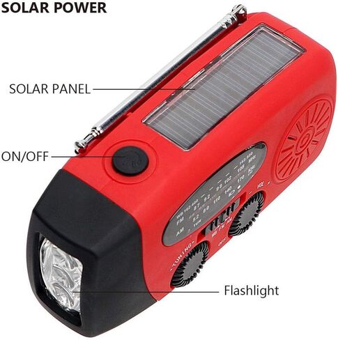 FM/AM/NOAA Weather Radio Hand Crank Self Powered Solar Portable Mini Emergency Survival Radios with 3 LED Super Bright Flashlight 2000mah Battery Operated Power Smart Phone Charger,SOS in Kuwait
