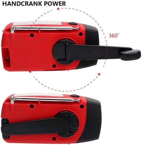 FM/AM/NOAA Weather Radio Hand Crank Self Powered Solar Portable Mini Emergency Survival Radios with 3 LED Super Bright Flashlight 2000mah Battery Operated Power Smart Phone Charger,SOS in Kuwait