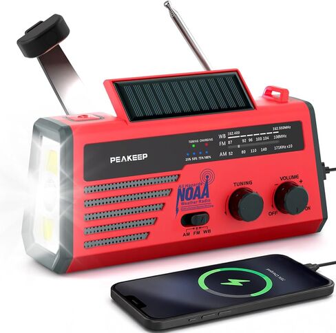 Peakeep NOAA Emergency Weather Radio Alert with Crank Solar Battery Powered in Saudi Arabia