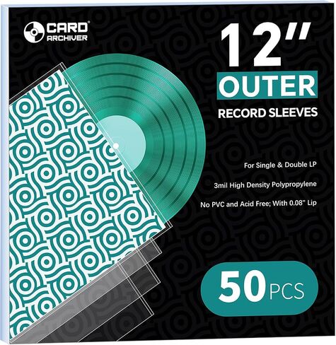 Vinyl Record Sleeves, 12" 3 Mil Crystal Clear, 120 Pack | Record sleeves outer, Vinyl outer sleeves, Crystal clear, Acid-free, Archival-safe, Dust-proof, Fits single 12" LPs in Saudi Arabia