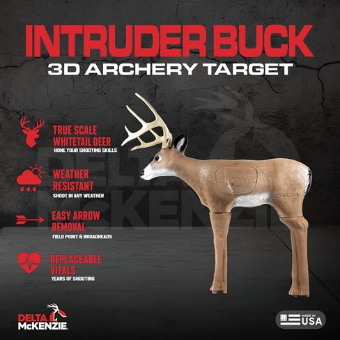 Delta McKenzie Intruder 3D Deer Archery Target - Broadhead Compatible Self-Healing Foam with Replaceable Vital Core - Outdoor Bowhunting Practice Target for Compound Bows & Crossbows (350 FPS Rated) in Saudi Arabia