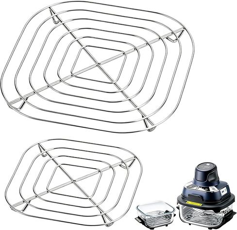 2PCS Crisper Stainless Steel Rack for Ninja Crispi FN101 | Food-Grade Stainless Steel, Glass Air Fryer Accessories for Ninja Crispi Air Fryer, Dishwasher-Safe, Heat-Resistant in Saudi Arabia