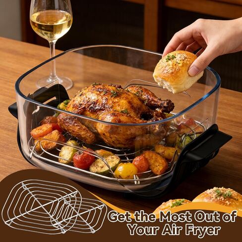 2PCS Crisper Stainless Steel Rack for Ninja Crispi FN101 | Food-Grade Stainless Steel, Glass Air Fryer Accessories for Ninja Crispi Air Fryer, Dishwasher-Safe, Heat-Resistant in Saudi Arabia