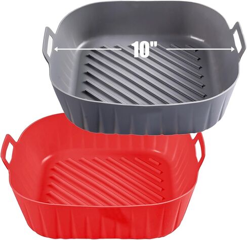 Golden Associate Silicone Liners Square for Air Fryer, 2 Pcs Non-stick Food-grade Reusable Basket Silicone Pot Baking Tray Airfryer Accessories, Top Size 9 inches, Bottom Size 8 inches in Saudi Arabia
