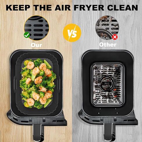 Silicone Air Fryer Liners 2 Pack, Reusable Liners for Ninja Foodi Dual DZ201 DZ401 DZ550 DZ320, COSORI 9QT, Instant & Chefman, Fits 8–10QT Dual Basket Air Fryers in Saudi Arabia