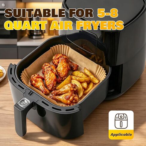 Air Fryer Liners, 600Pcs Air Fryer Disposable Liners, 8" Square Air Fryer Liners Disposable, Waterproof and oil penetration proof, for 5-8 QT Airfryer Basket in Saudi Arabia