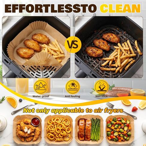 Air Fryer Liners, 600Pcs Air Fryer Disposable Liners, 8" Square Air Fryer Liners Disposable, Waterproof and oil penetration proof, for 5-8 QT Airfryer Basket in Saudi Arabia