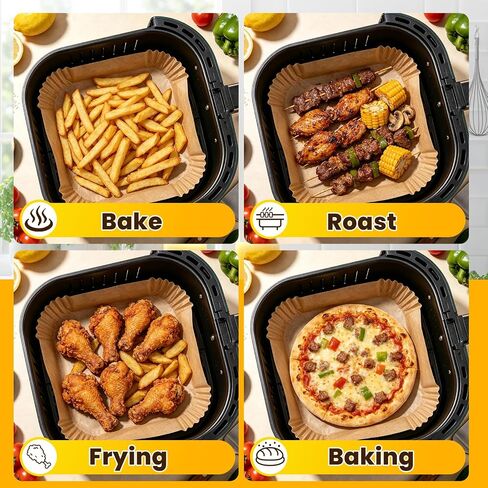 Air Fryer Liners, 600Pcs Air Fryer Disposable Liners, 8" Square Air Fryer Liners Disposable, Waterproof and oil penetration proof, for 5-8 QT Airfryer Basket in Saudi Arabia