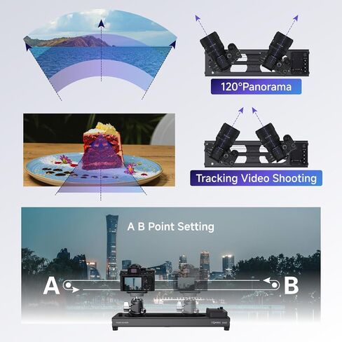 Accsoon Toprig S60 Motorized Camera Slider Camera Dolly Rail Slider Button/APP Control, Speed Adjust/Time-Lapse/120° Panoramic/Loop Mode, Compatible with Gopro DSLR Phone for Photography (24inch) in Saudi Arabia