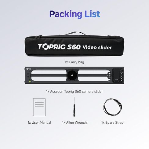 Accsoon Toprig S60 Motorized Camera Slider Camera Dolly Rail Slider Button/APP Control, Speed Adjust/Time-Lapse/120° Panoramic/Loop Mode, Compatible with Gopro DSLR Phone for Photography (24inch) in Saudi Arabia