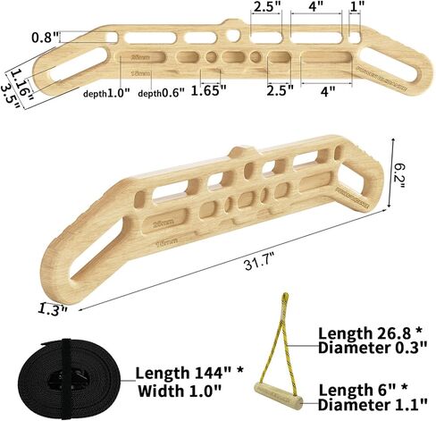 POWER GUIDANCE Wooden Hangboard Portable Rock Climbing Hangboard with Suspension Training Function, Enhance Finger Grip Strength, Indoor and Outdoor Use in Saudi Arabia