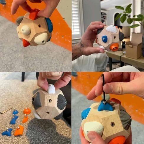 Boulder Block Rock Climbing Grip Trainer - 12 Unique Resin Holds with Color-Guided Training Paths, Premium Wood Finger Strength Trainer for Climbers, Portable Bouldering Gift for Men & Women in Saudi Arabia