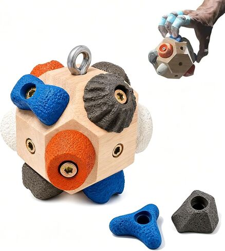 Boulder Block Rock Climbing Grip Trainer - 12 Unique Resin Holds with Color-Guided Training Paths, Premium Wood Finger Strength Trainer for Climbers, Portable Bouldering Gift for Men & Women in Saudi Arabia