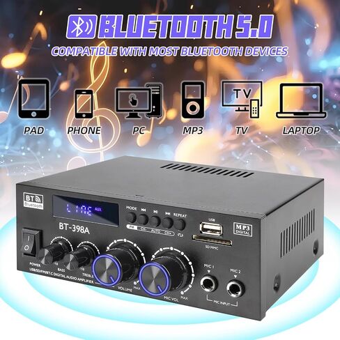 BT-398A Bluetooth 5.0 Stereo Receivers,2 Channel 450W Home Amplifier in Saudi Arabia
