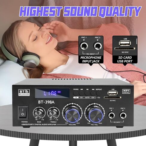 BT-398A Bluetooth 5.0 Stereo Receivers,2 Channel 450W Home Amplifier in Saudi Arabia