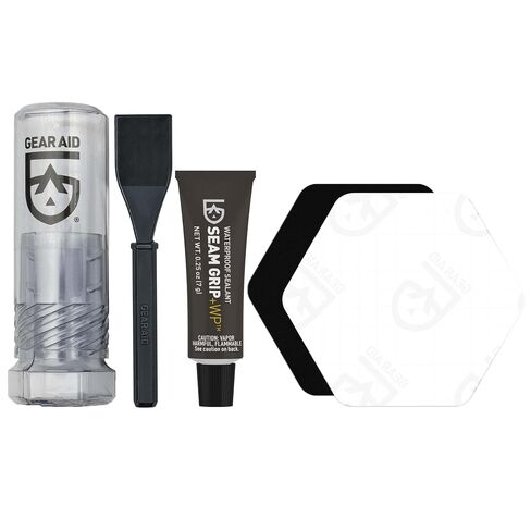 GEAR AID Seam Grip WP Camp & Trail Repair Kit – Waterproof 0.25 oz Sealant with Four Tenacious Tape Hex Patches (2.5", Black and Clear) for Fixing Holes, Seams on Tents, Sleeping Pads and Outdoor Gear in Kuwait