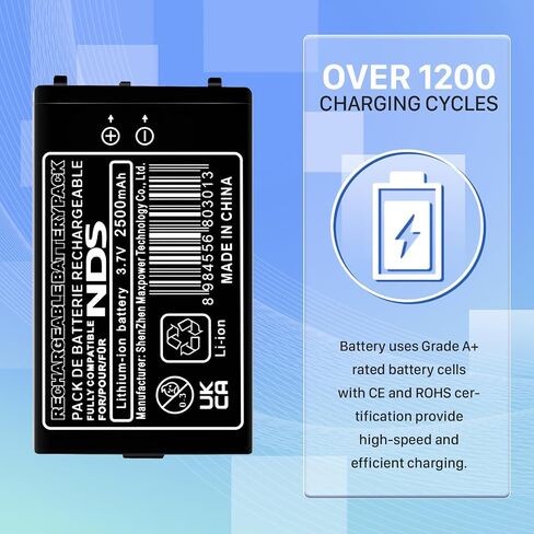 1 Pack NTR-003 Battery, 2026 New Upgraded (2500mAh) Li-ion Replacement Battery for Nintendo DS NDS Game Console NTR-001 Battery, with Repair Tool Kit (Not for DSi, DSi XL, DSi LL) in Kuwait