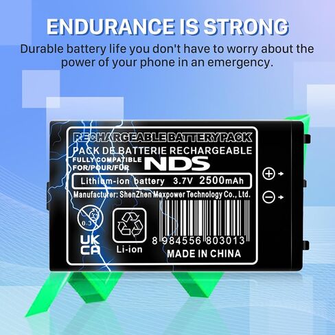 1 Pack NTR-003 Battery, 2026 New Upgraded (2500mAh) Li-ion Replacement Battery for Nintendo DS NDS Game Console NTR-001 Battery, with Repair Tool Kit (Not for DSi, DSi XL, DSi LL) in Kuwait