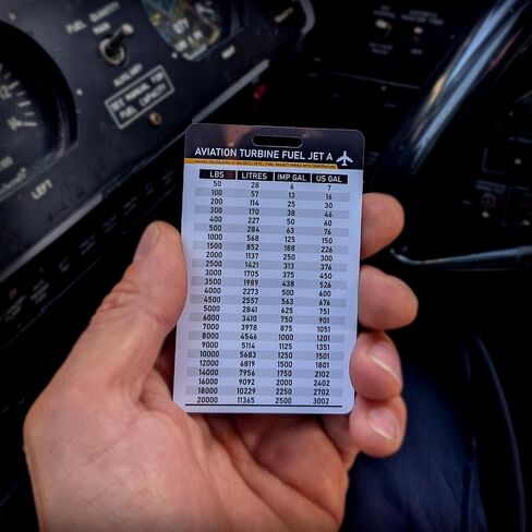 Seahive Aviation Fuel Conversion Cards (2-Pack) - Avgas 100LL + Jet-A Weight & Volume Quick Reference - Durable Pilot Badge Lanyard Accessory for Planning & Cockpit Safety in Saudi Arabia