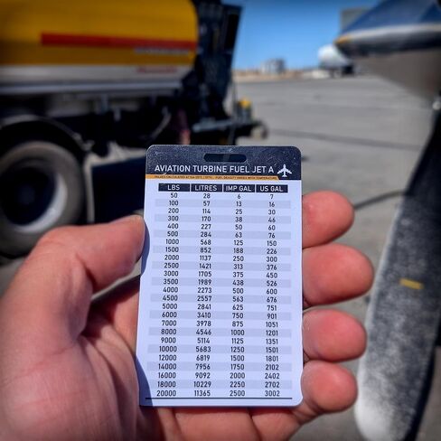 Seahive Aviation Fuel Conversion Cards (2-Pack) - Avgas 100LL + Jet-A Weight & Volume Quick Reference - Durable Pilot Badge Lanyard Accessory for Planning & Cockpit Safety in Saudi Arabia