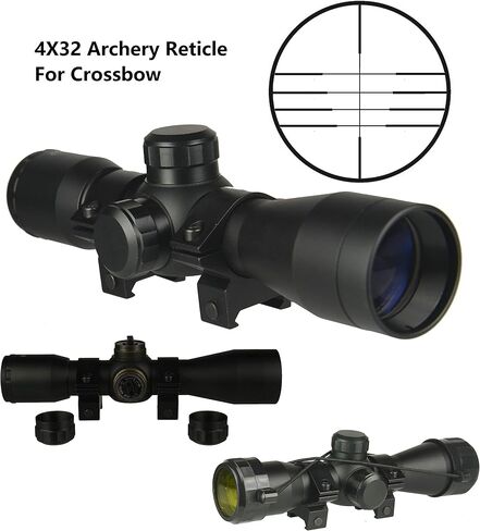 TWP 4x32 Compact Hunting Crossbow Archery Scope, Multiple Range Reticle, 1" Tube and Mid-Height Weaver Ring Mount in Saudi Arabia