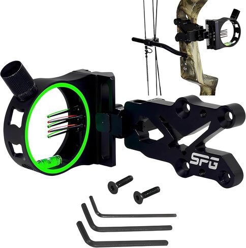 5 Pin .029 Fiber Optic Bow Sight w/Light for Compound Bow, RH | Tool-free micro adjustment,aircraft aluminum frame,anti-glare coating,wide field of view,shockproof build,all-weather use in Saudi Arabia