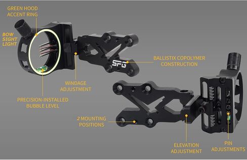 5 Pin .029 Fiber Optic Bow Sight w/Light for Compound Bow, RH | Tool-free micro adjustment,aircraft aluminum frame,anti-glare coating,wide field of view,shockproof build,all-weather use in Saudi Arabia