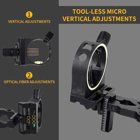5 Pin .029 Fiber Optic Bow Sight w/Light for Compound Bow, RH | Tool-free micro adjustment,aircraft aluminum frame,anti-glare coating,wide field of view,shockproof build,all-weather use in Saudi Arabia