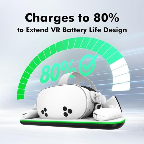 Charging Dock Compatible with Meta Quest 3/3S, Magnetic Fast Charging | With 2 Rechargeable Batteries, Charging Protection, Compatible with VR Headset Controller Accessories, Closable LED Indicator in Saudi Arabia