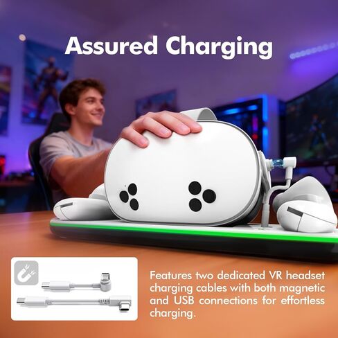 Charging Dock Compatible with Meta Quest 3/3S, Magnetic Fast Charging | With 2 Rechargeable Batteries, Charging Protection, Compatible with VR Headset Controller Accessories, Closable LED Indicator in Saudi Arabia