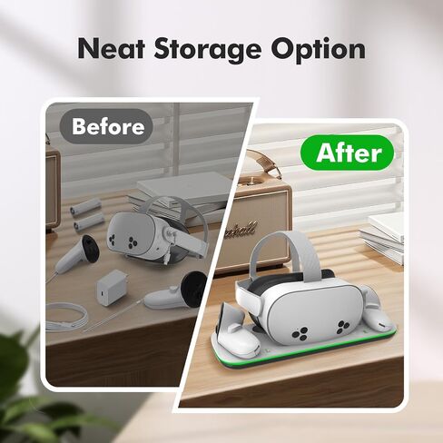 Charging Dock Compatible with Meta Quest 3/3S, Magnetic Fast Charging | With 2 Rechargeable Batteries, Charging Protection, Compatible with VR Headset Controller Accessories, Closable LED Indicator in Saudi Arabia
