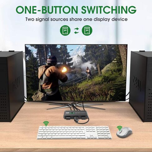4K KVM Switch HDMI 2 Port Box, USB HDMI KVM Switches for 2 Computers Share Keyboard Mouse Printer and one HD Monitor, Support UHD 4K@60Hz, with 2 USB Cables and 2 HDMI Cables in Saudi Arabia