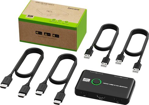 4K KVM Switch HDMI 2 Port Box, USB HDMI KVM Switches for 2 Computers Share Keyboard Mouse Printer and one HD Monitor, Support UHD 4K@60Hz, with 2 USB Cables and 2 HDMI Cables in Saudi Arabia
