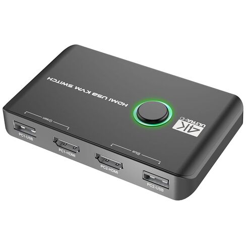 4K KVM Switch HDMI 2 Port Box, USB HDMI KVM Switches for 2 Computers Share Keyboard Mouse Printer and one HD Monitor, Support UHD 4K@60Hz, with 2 USB Cables and 2 HDMI Cables in Saudi Arabia