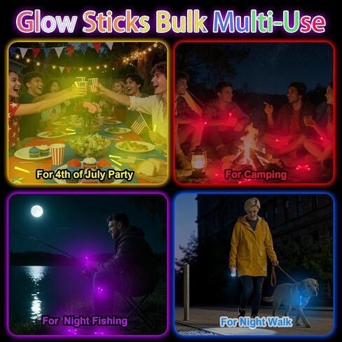 Ultra Bright Glow Sticks Bulk, Glow in the Dark 4 inch Emergency Light Stick, 8 Vibrant Colors Waterproof Light Up Sticks for Hurricane Supplies Camping Survival Fishing Neon Party Favors in Saudi Arabia
