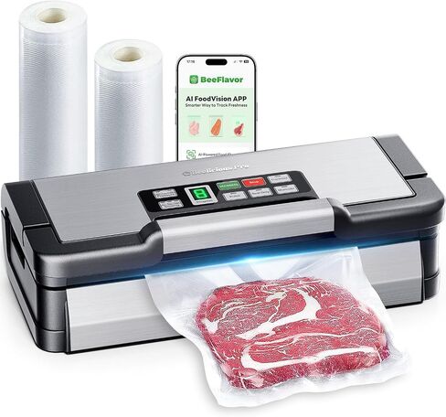 95kPa Vacuum Sealer Machine with AquaLock Technology, Dual-Pump Automatic Food Sealer for Dry & Moist Foods, Double Heat Seal, Built-in Cutter, Bag Storage & Accessory Hose,2 Bag Rolls,Stainless Steel in Saudi Arabia