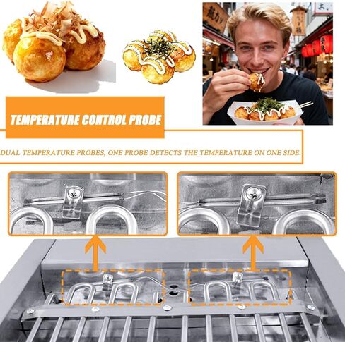 Electric Takoyaki Maker, Commercial Takoyaki Maker,with Takoyaki Tools, Temperature Control Range 0-300℃, For Cafes Bakery Shops (a) A in Saudi Arabia