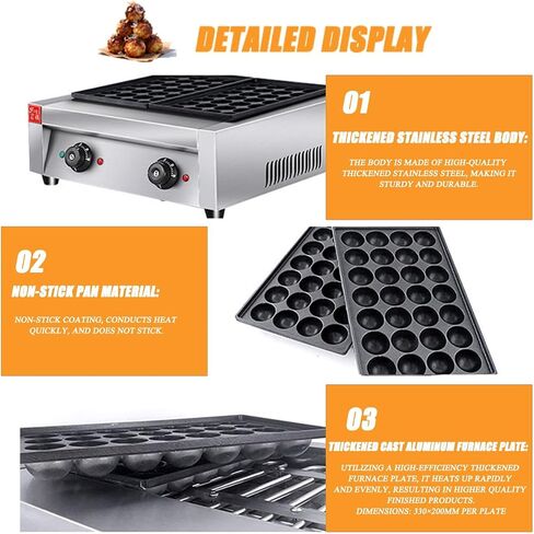 Electric Takoyaki Maker, Commercial Takoyaki Maker,with Takoyaki Tools, Temperature Control Range 0-300℃, For Cafes Bakery Shops (a) A in Saudi Arabia