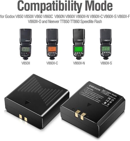 ENEGON VB18, Li-ion Battery VB18 (2-Pack) & Dual USB Charger for Godox V850 V850II V860 V860C V860N V860II V860II-N V860II-C V860II-S V860II-F V860II-O and Neewer TT850 TT860 Speedlite Flash in Saudi Arabia