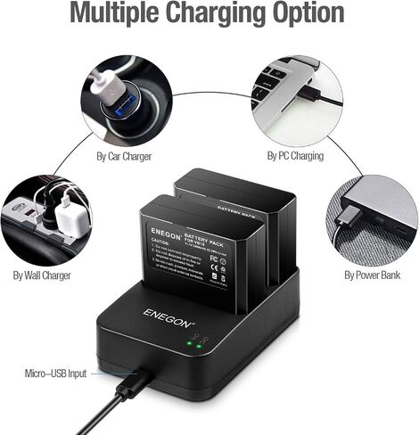 ENEGON VB18, Li-ion Battery VB18 (2-Pack) & Dual USB Charger for Godox V850 V850II V860 V860C V860N V860II V860II-N V860II-C V860II-S V860II-F V860II-O and Neewer TT850 TT860 Speedlite Flash in Saudi Arabia