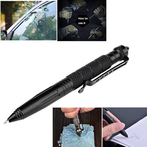Military Tactical Pen, Professional Self Defense Pen, Emergency Glass Breaker Pen - Tungsten Steel, Writing EDC Survival Tool with 6 Refill in Saudi Arabia