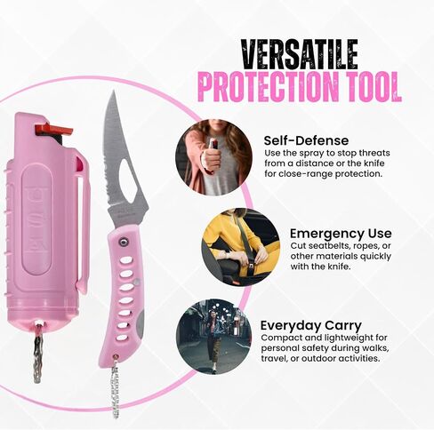 Police Magnum Belt Clip Pepper Spray Combo Safety Kit- Maximum Heat Strength OC with Pink Pocket Knife Self Defense- Made in The USA- 1 Pack Soft Pink H.S & PNK KNF in Saudi Arabia