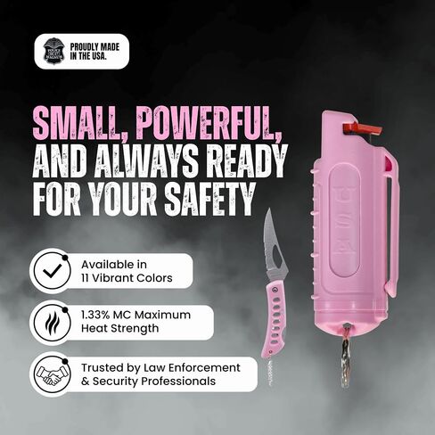 Police Magnum Belt Clip Pepper Spray Combo Safety Kit- Maximum Heat Strength OC with Pink Pocket Knife Self Defense- Made in The USA- 1 Pack Soft Pink H.S & PNK KNF in Saudi Arabia