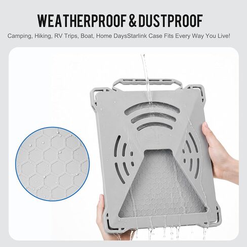 for Starlink Mini Protective Cover, Silicone Rain Dust Weather Protection Case with Carry Handle and Hanging Hook for Starlink Standard Mini, Waterproof Shockproof Hexagonal Design, Easy Install Grey in Saudi Arabia