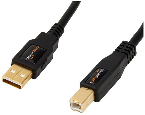 Amazon Basics USB 2.0 Cable, USB-A to USB-B, for Printer or External Hard Drive, Connect to Computer/Laptop/PC, 480 Mbps Transfer Speed, Gold-Plated Connectors, 6 Foot, Black in Kuwait